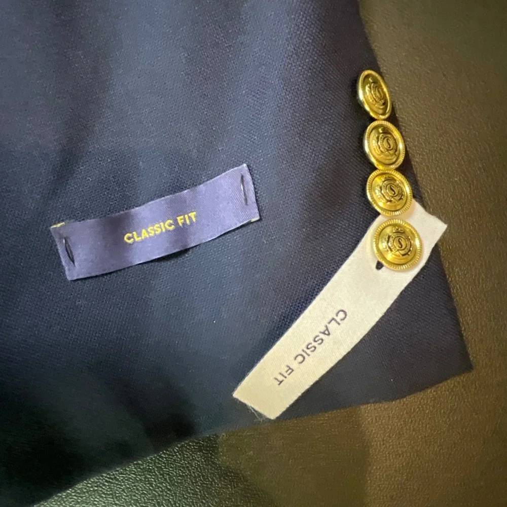 NWT Stafford Executive Classic Fit Blazer Navy Wool Men 48 REG Gold Buttons‎